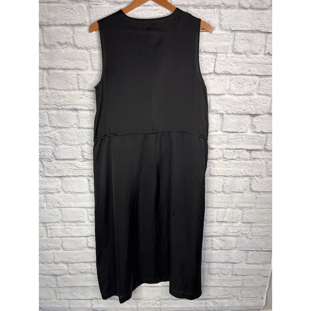 EILEEN FISHER Women's Black Silk/Cotton Sleeveless Shirt Dress Small - Picture 5 of 5